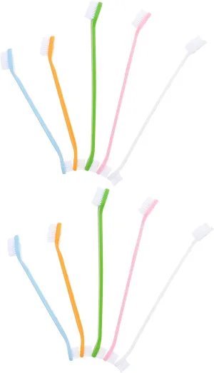 10Pcs pet toothbrush tooth brush for dogs kitten toothbrush puppy toothbrush dog chew toothbrush small cat toothbrush Dog Teeth Cleaning Brush cat toothpaste nylon double head set