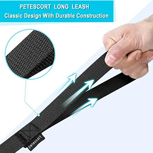 15ft 20ft 30ft 50ft Long Lead-Training Leash/Long Line Dog Leash Great for Dog/Puppy Training,Play,Camping,Extra Long Dog Leash(15 Feet,Black)