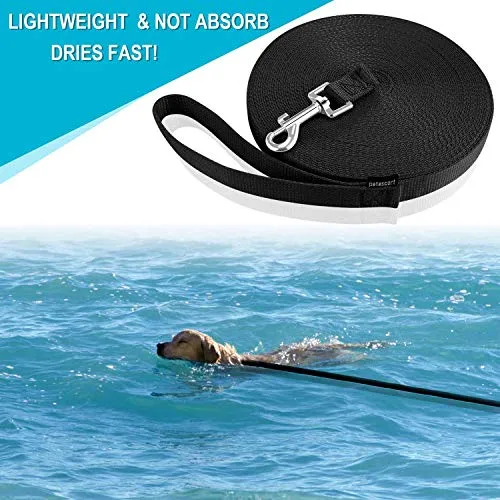 15ft 20ft 30ft 50ft Long Lead-Training Leash/Long Line Dog Leash Great for Dog/Puppy Training,Play,Camping,Extra Long Dog Leash(15 Feet,Black)
