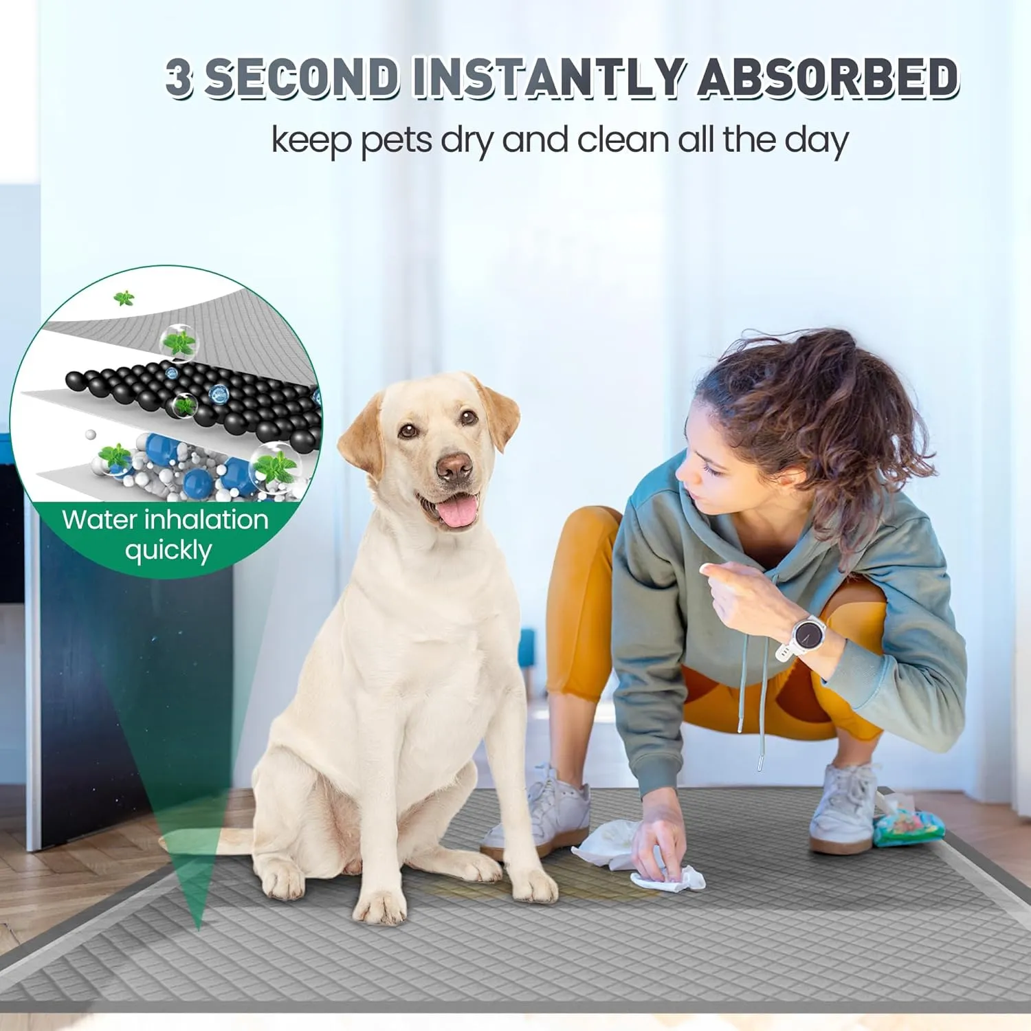 36"x36" Activated Charcoal Pee Pads for Dogs , 32 Count, Extra Large, Super Absorbent, Leakproof and Odor Resistant, Disposable Puppy Pads, Pet Training Pads, Potty Pads