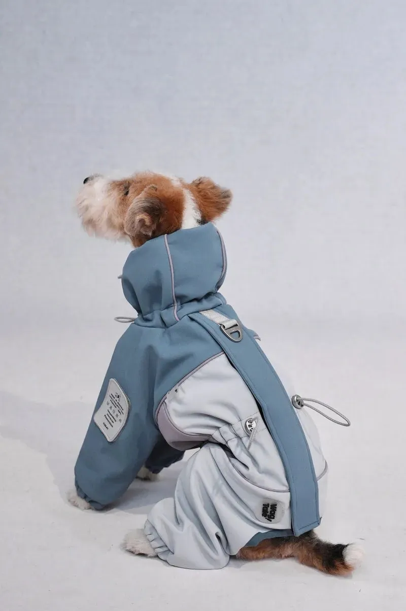 Adjustable 4-Leg Fleece-lined Warm Long Sleeve Dog Raincoat