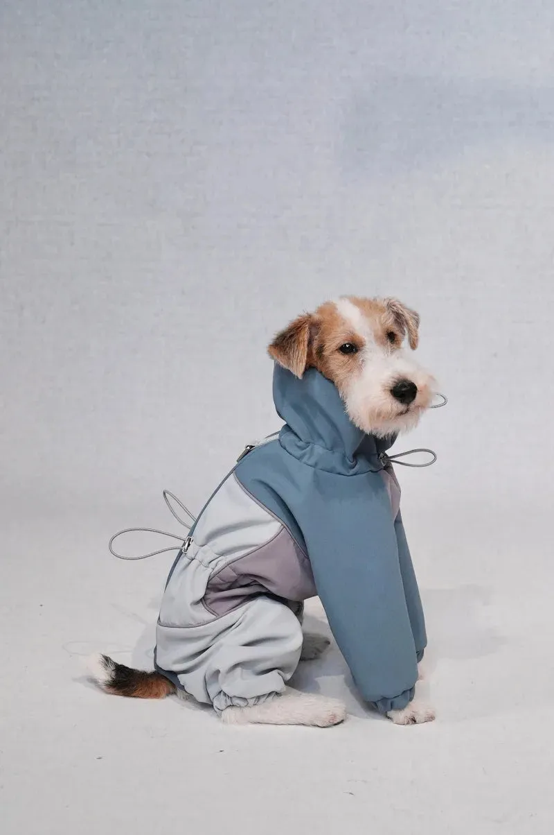 Adjustable 4-Leg Fleece-lined Warm Long Sleeve Dog Raincoat