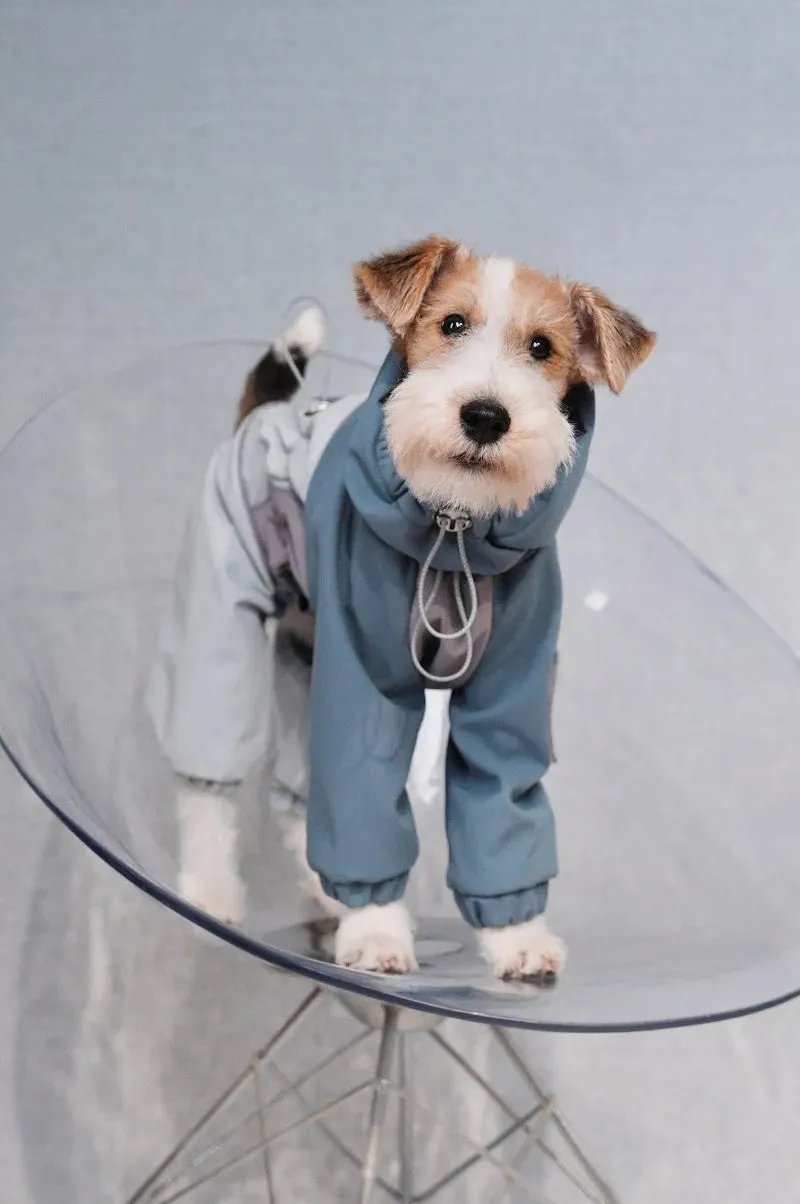Adjustable 4-Leg Fleece-lined Warm Long Sleeve Dog Raincoat