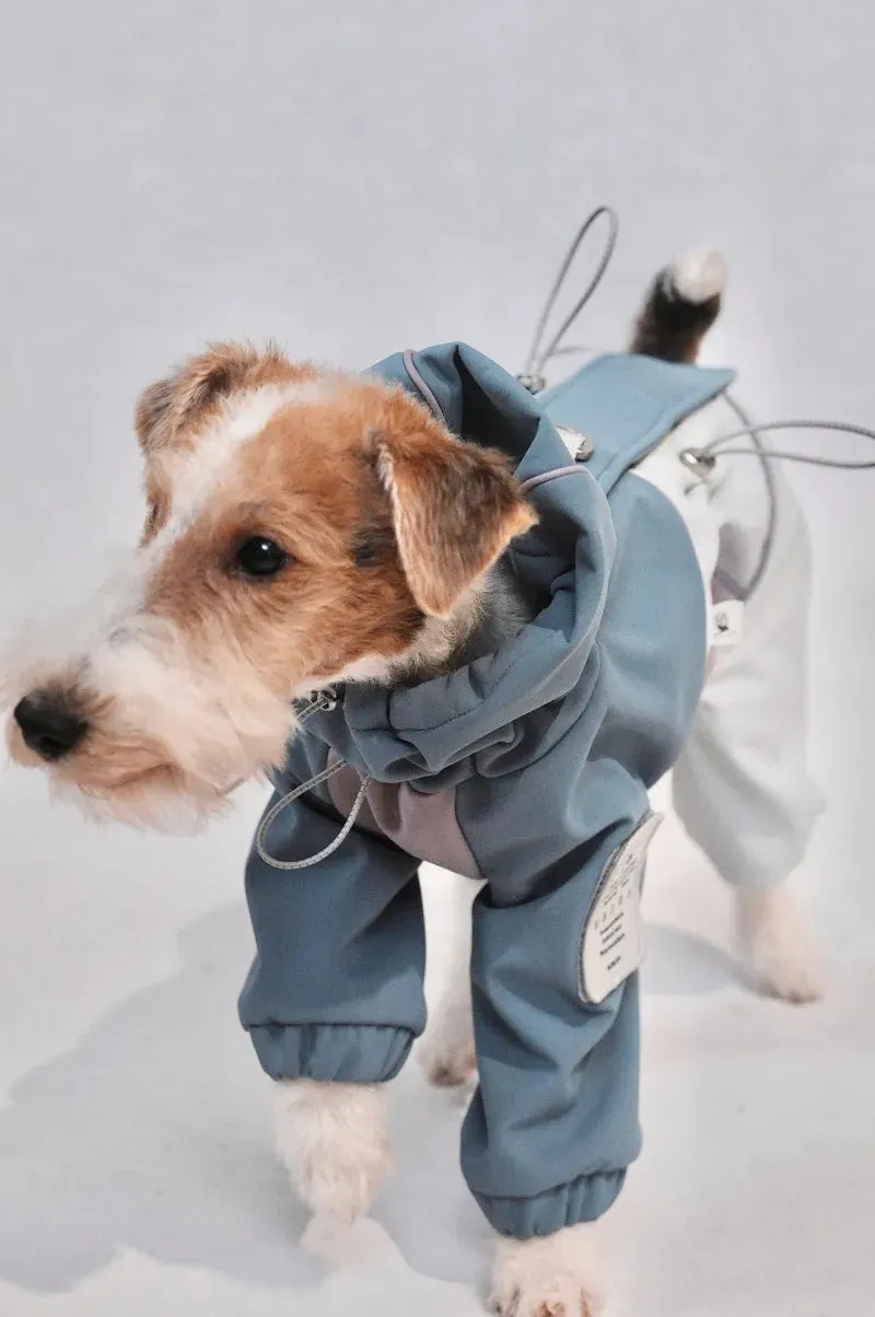 Adjustable 4-Leg Fleece-lined Warm Long Sleeve Dog Raincoat