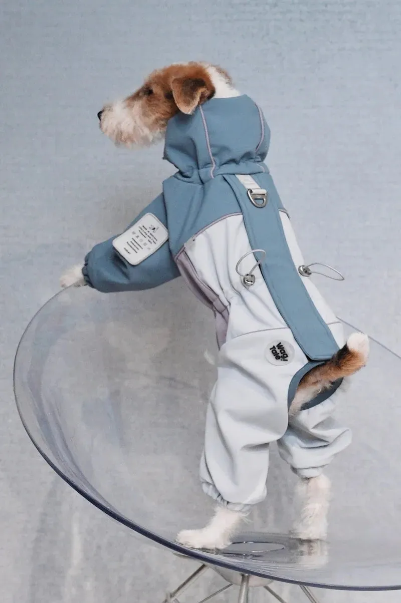 Adjustable 4-Leg Fleece-lined Warm Long Sleeve Dog Raincoat