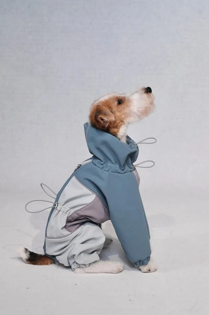 Adjustable 4-Leg Fleece-lined Warm Long Sleeve Dog Raincoat