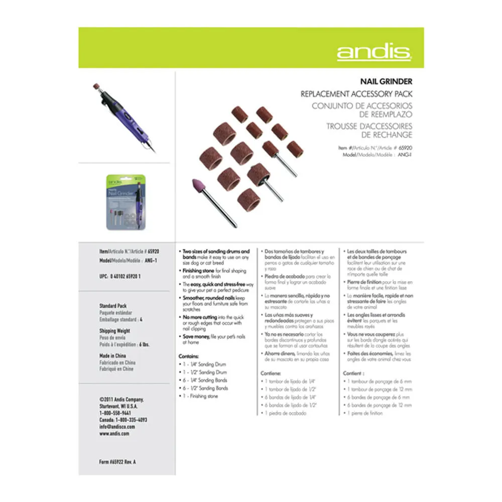 Andis Nail Grinder Accessory Pack, Bands & Drums