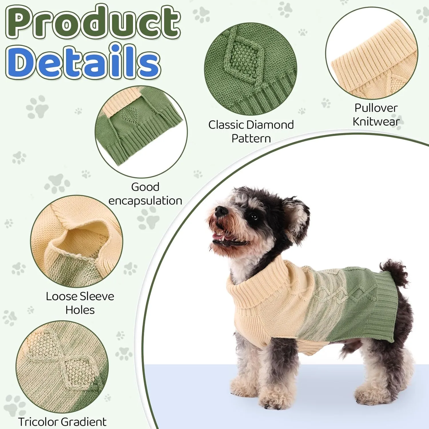 ASENKU Warm Dog Sweater for Small Medium Dogs,Pet Sweaters for Fall Winter Dog Clothing,Thicked Pullover Puppy Cat Turtleneck Sweater for Doggie Chihuahua Clothing