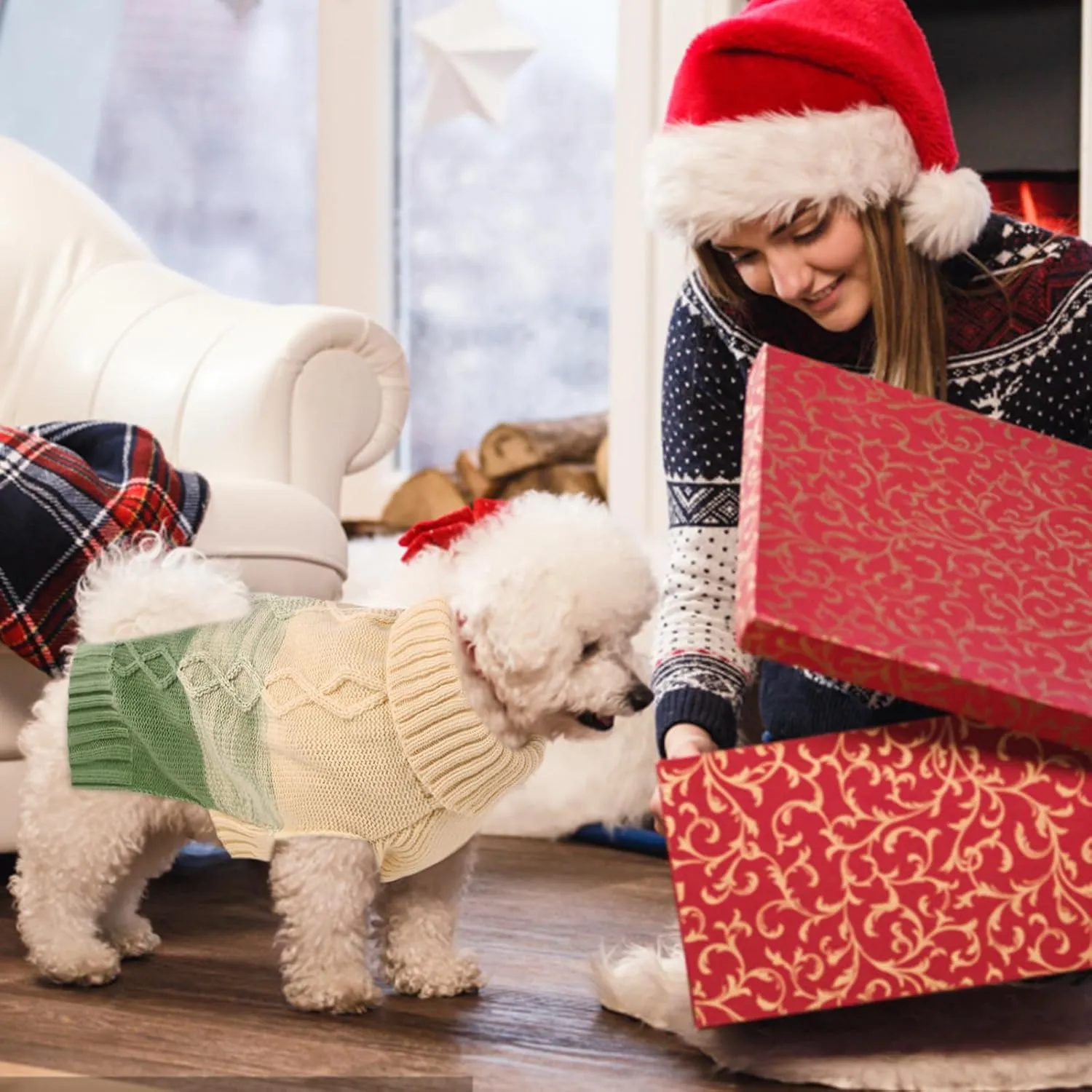 ASENKU Warm Dog Sweater for Small Medium Dogs,Pet Sweaters for Fall Winter Dog Clothing,Thicked Pullover Puppy Cat Turtleneck Sweater for Doggie Chihuahua Clothing