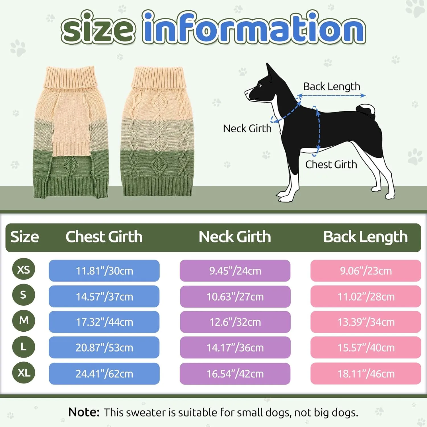 ASENKU Warm Dog Sweater for Small Medium Dogs,Pet Sweaters for Fall Winter Dog Clothing,Thicked Pullover Puppy Cat Turtleneck Sweater for Doggie Chihuahua Clothing