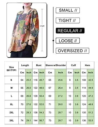 Beige Cetty Women Long Sleeve Jumpers Overd Graphic Knitted Sweater Crew Neck Loose Pullover Sweater Tops - Yesno