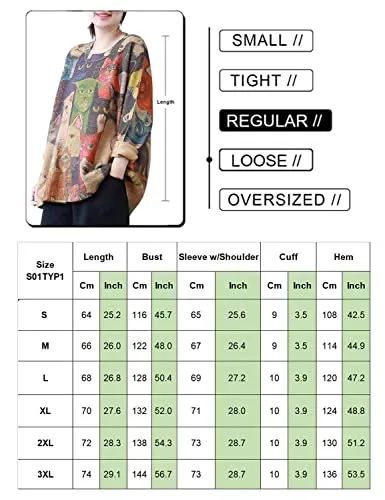 Blue Women Long Sleeve Jumpers Overd Graphic Knitted Sweater Crew Neck Loose Pullover Sweater Tops - Yesno