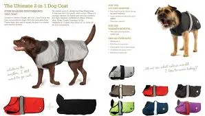Danish Design - 2 In 1  Dog Coat - Grey/Black - 65cm (26")