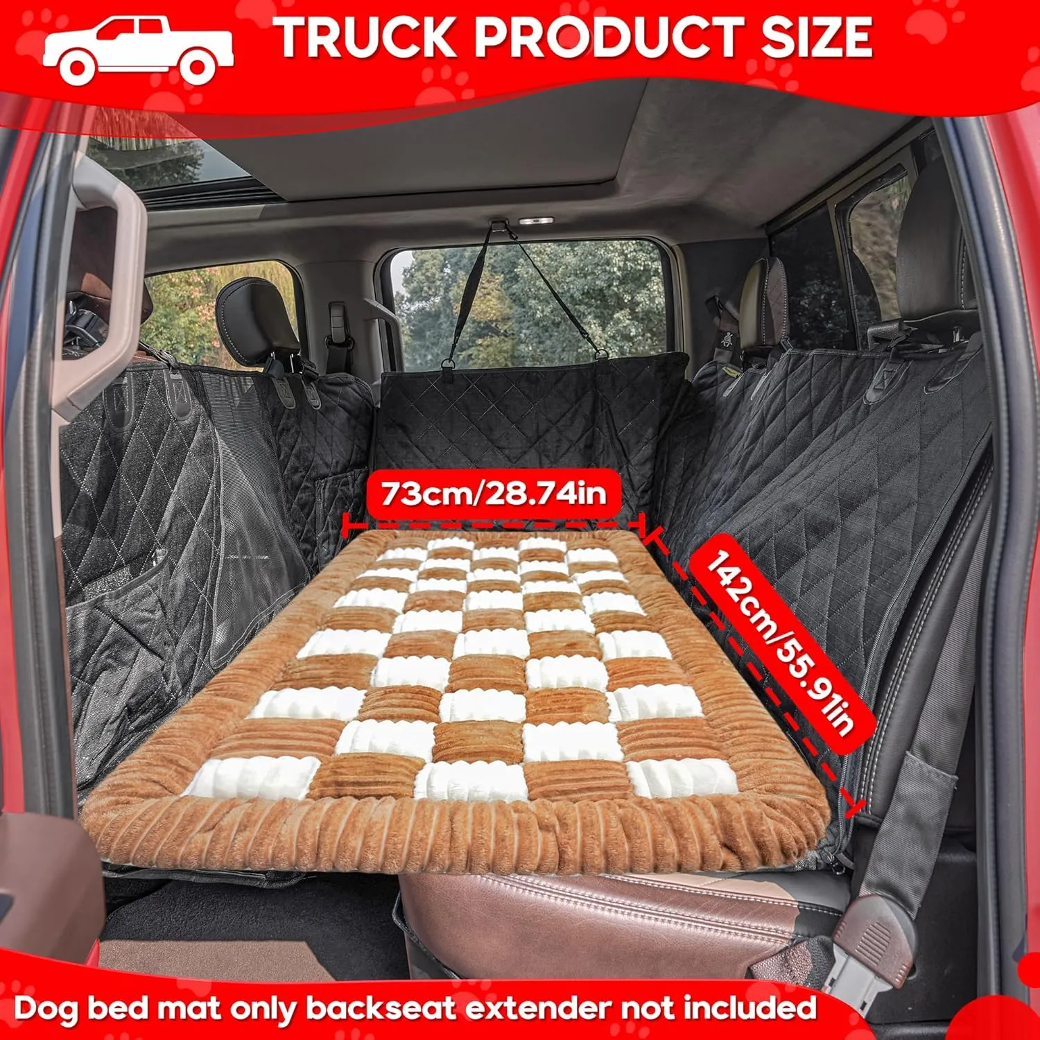 Dog Car Bed Mat, Non-Slip Backseat Extender Pet Blanket, Plaid Dog Bed for SUVs, Sedans & Trucks, Chew-Resistant Travel Pad for Dogs, Easy Clean & Scratch-Proof & Comfort (56"x28.7")