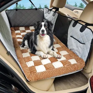 Dog Car Bed Mat, Non-Slip Backseat Extender Pet Blanket, Plaid Dog Bed for SUVs, Sedans & Trucks, Chew-Resistant Travel Pad for Dogs, Easy Clean & Scratch-Proof & Comfort (56"x28.7")