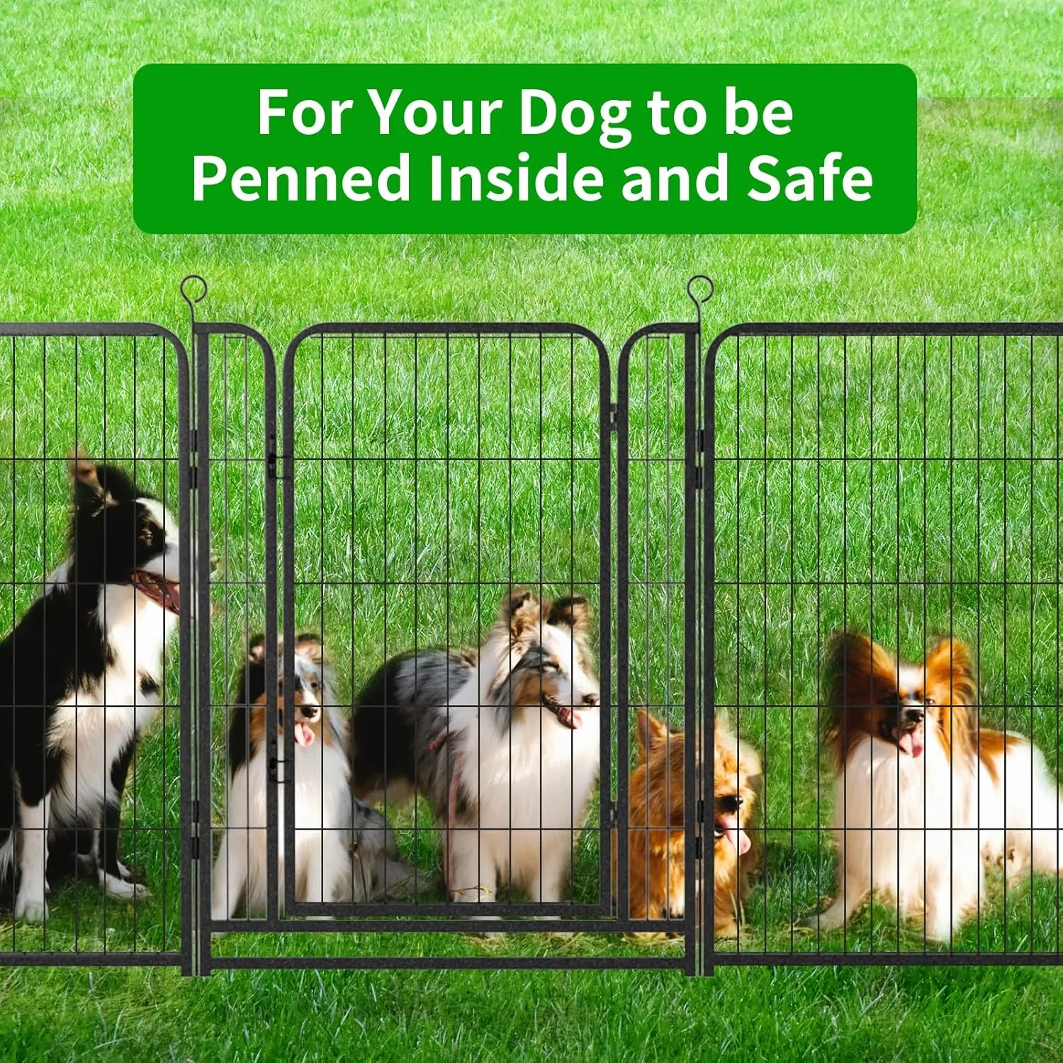 Dog Playpen Outdoor Extra Wide 12 Panels Heavy Duty Anti-Rust Coating-Strengthened Dog Fence 40" Height with Doors Portable for RV Camping Yard, Total 32FT, 79 Sq.ft, Snowy Black