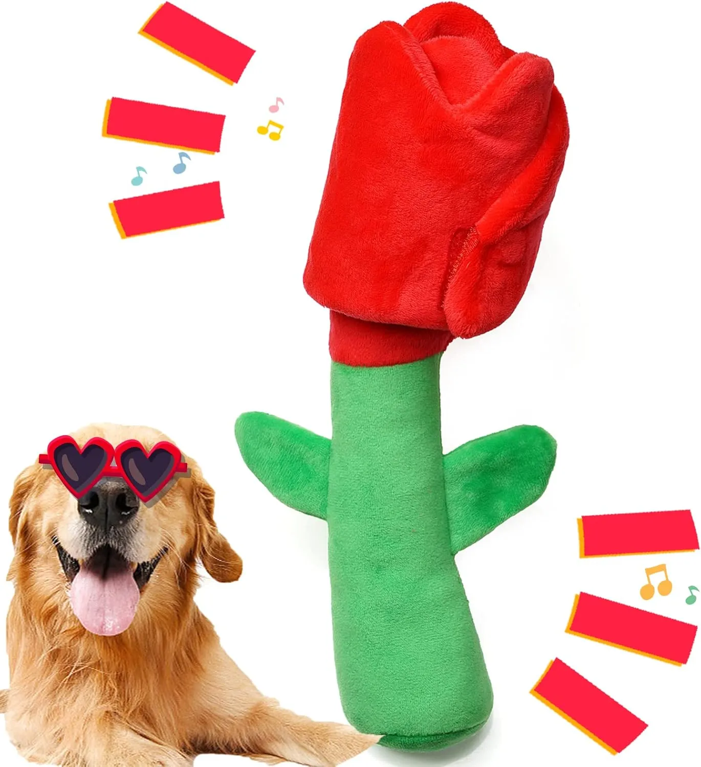 Dog Puzzle Toys, Rose Dog Toy, Dog Birthday Toy Enrichment Squeaky Crinkle Treat Dispensing Dog Toy for Small Medium Dog