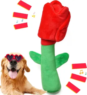Dog Puzzle Toys, Rose Dog Toy, Dog Birthday Toy Enrichment Squeaky Crinkle Treat Dispensing Dog Toy for Small Medium Dog
