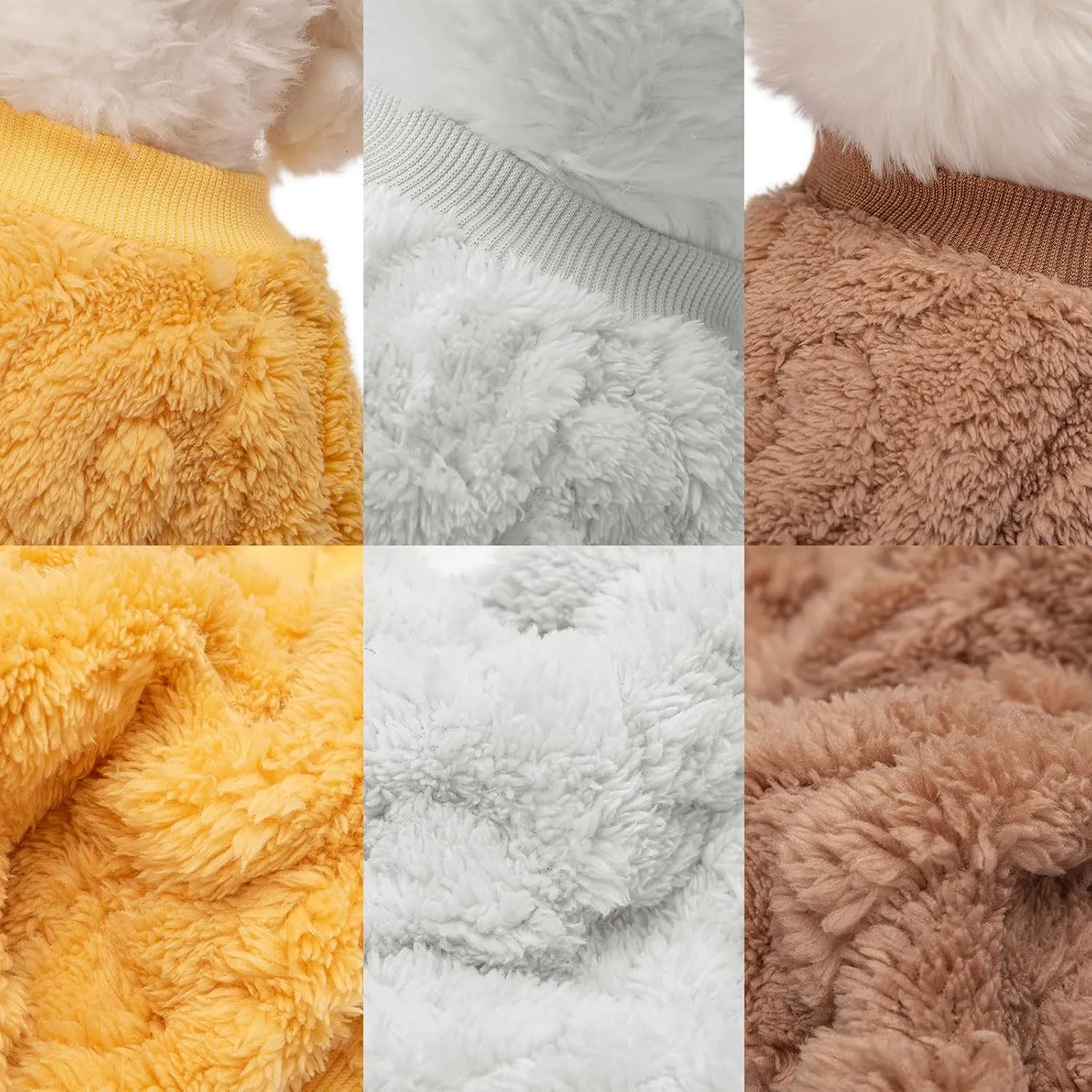 Dog Sweater, 3 Pack Dog Sweaters for Small Dogs or Cats, Girl or Boy, Warm Dog Clothes Shirt Coat for Winter Christmas (Beige, Coffee, Yellow, XX-Small)