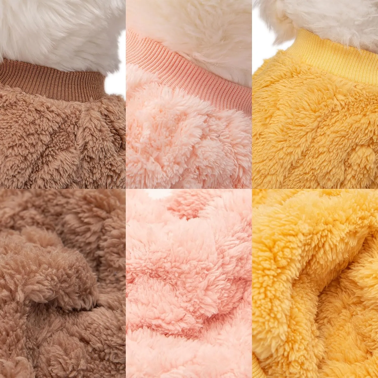 Dog Sweater, 3 Pack Dog Sweaters for Small Dogs or Cats, Girl or Boy, Warm Dog Clothes Shirt Coat for Winter Christmas (Coffee, Peach, Yellow, XX-Small)