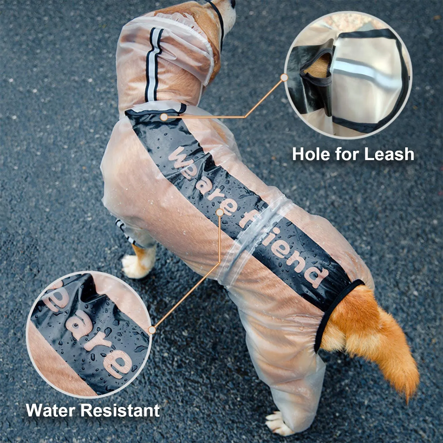 Dog Waterproof Rain Jacket with Reflective Stripe