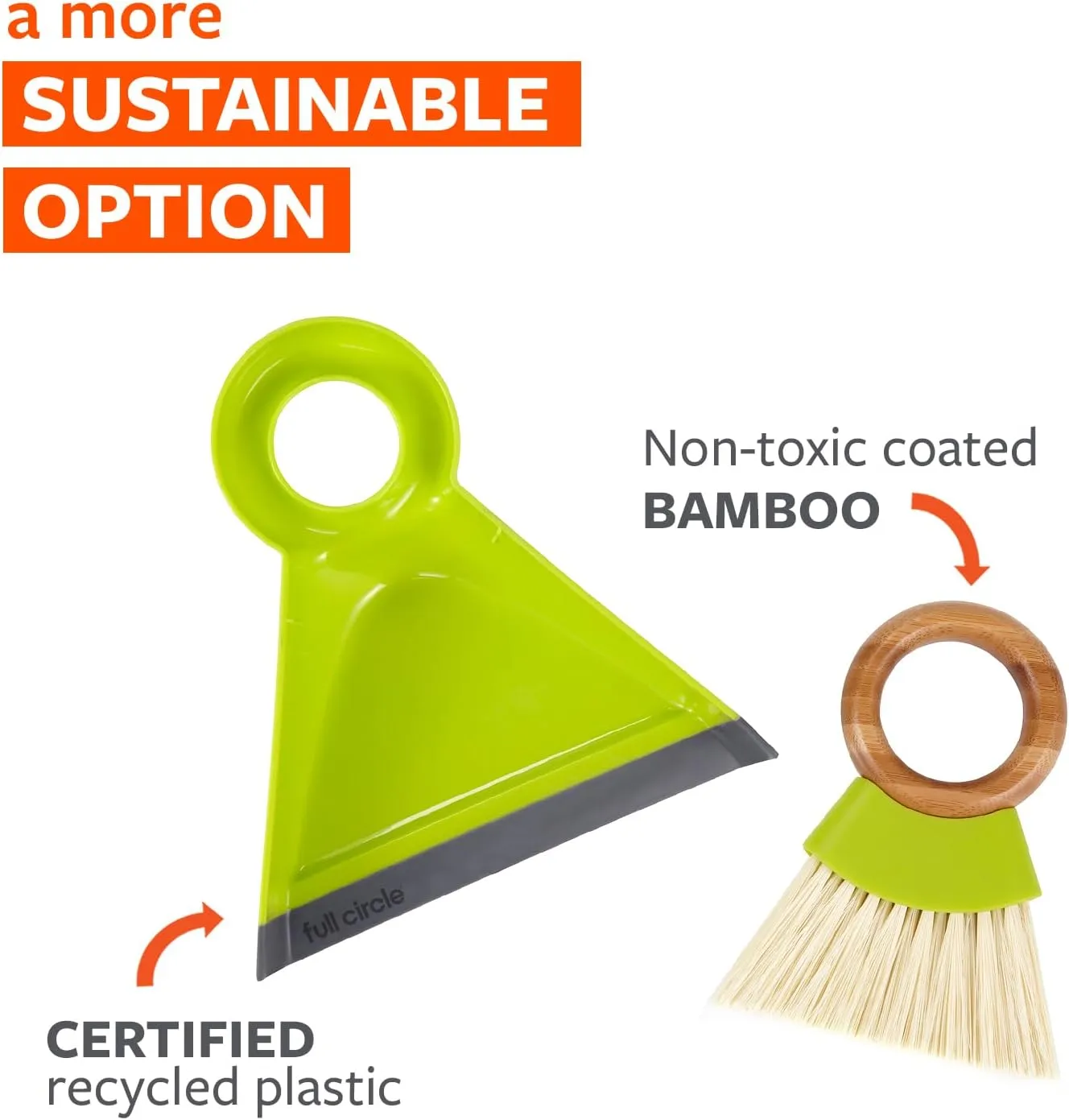 Full Circle Tiny Team Mini Brush and Dustpan Set, Green