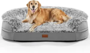 Gimars XL Orthopedic Dog Bed, 3.7in Ultra Soft Thick Egg Foam, 28D Crate Foam Washable Cover, Waterproof Lining Supportive Half-Round for Large Seniors Dogs 44x32.6x7.7in