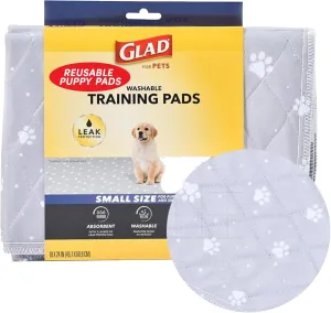 Glad for Pets Reusable Dog Pee Pads, Gray with Paw Prints - Washable Potty Pads for Dogs, Cloth Puppy Potty Training Pads, Puppy Essentials, Waterproof Pet Mats for Floor, 18 x 24, 2 Count