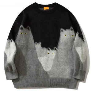 Harajuku Cats Knitted Sweater Unisex