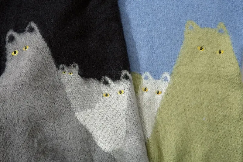 Harajuku Cats Knitted Sweater Unisex