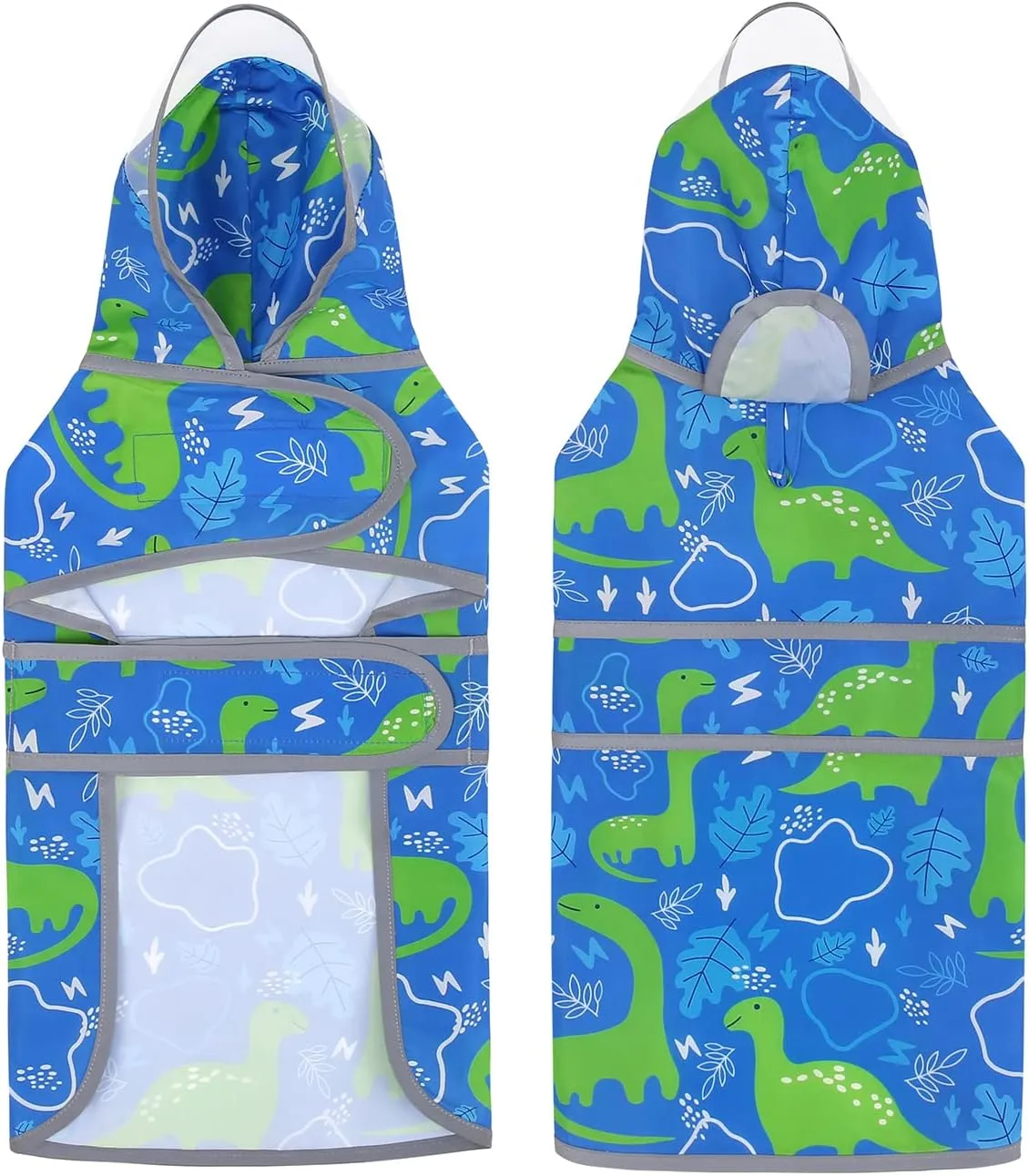 HDE Dog Raincoat with Clear Hood Rain Jacket Poncho for Small Medium Large Dogs Dinosaurs - S