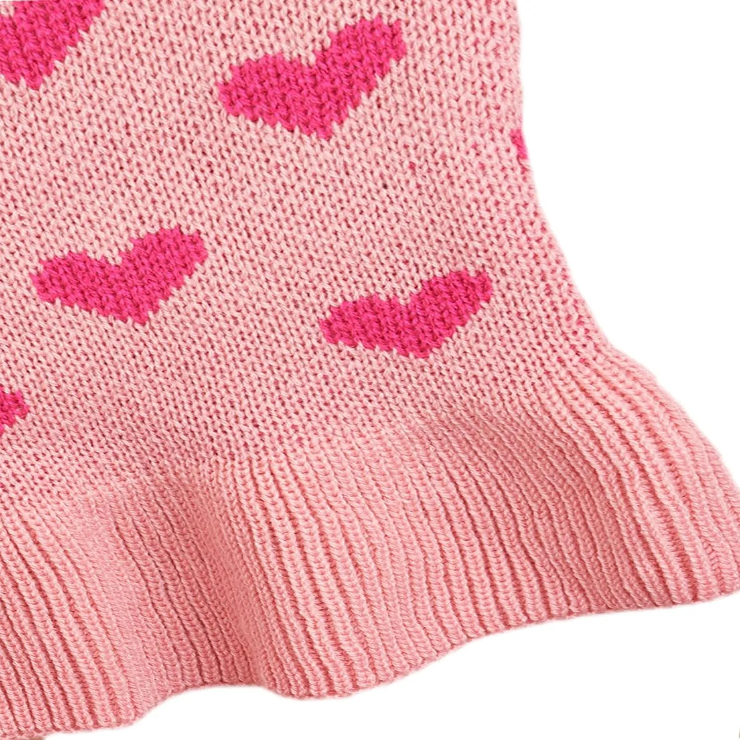 Jecikelon Heart Dog Sweater Dress Valentine's Day Puppy Clothes Knit Turtleneck Pet Outfits Warm Doggy Cat Winter Sweater Dresses for Small Dogs Girl (Small, Pink)