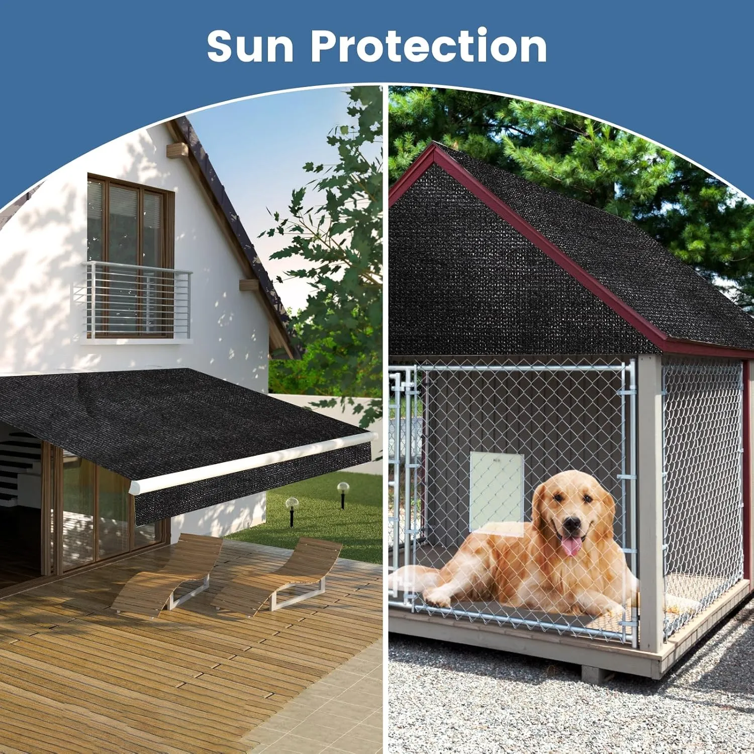 Knitted Shade Cloth 10ft x 10ft 85% Sunblock Kennel Shade Cover with Grommets Black (Excludes Kennel) - PS1010BLKX1