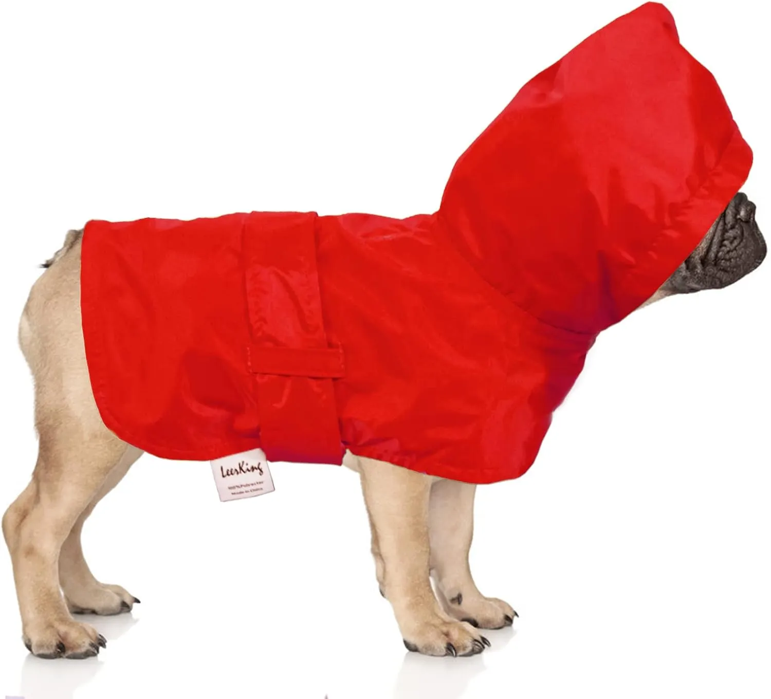 LeerKing Dog Raincoat Hooded With Leash Hole - 10 Sizes, Waterproof Double Layer Rain Coat Jacket With Lining for Small Medium and Large Dogs, Red, XL