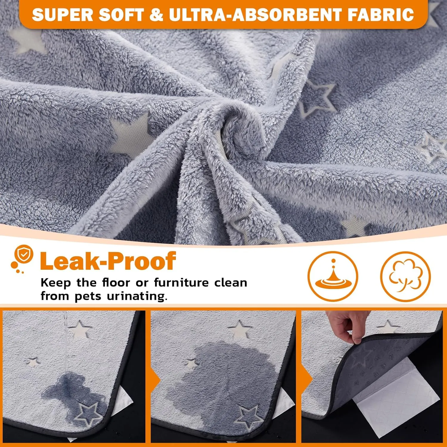 LOOBANI Washable Pee Pads for Dogs, Reusable Pee Pads for Dog Puppy Training Mat Non Slip Whelping Mat for Dog Playpen, Crate, Car, Grey 2 Pack 18 x 24 in
