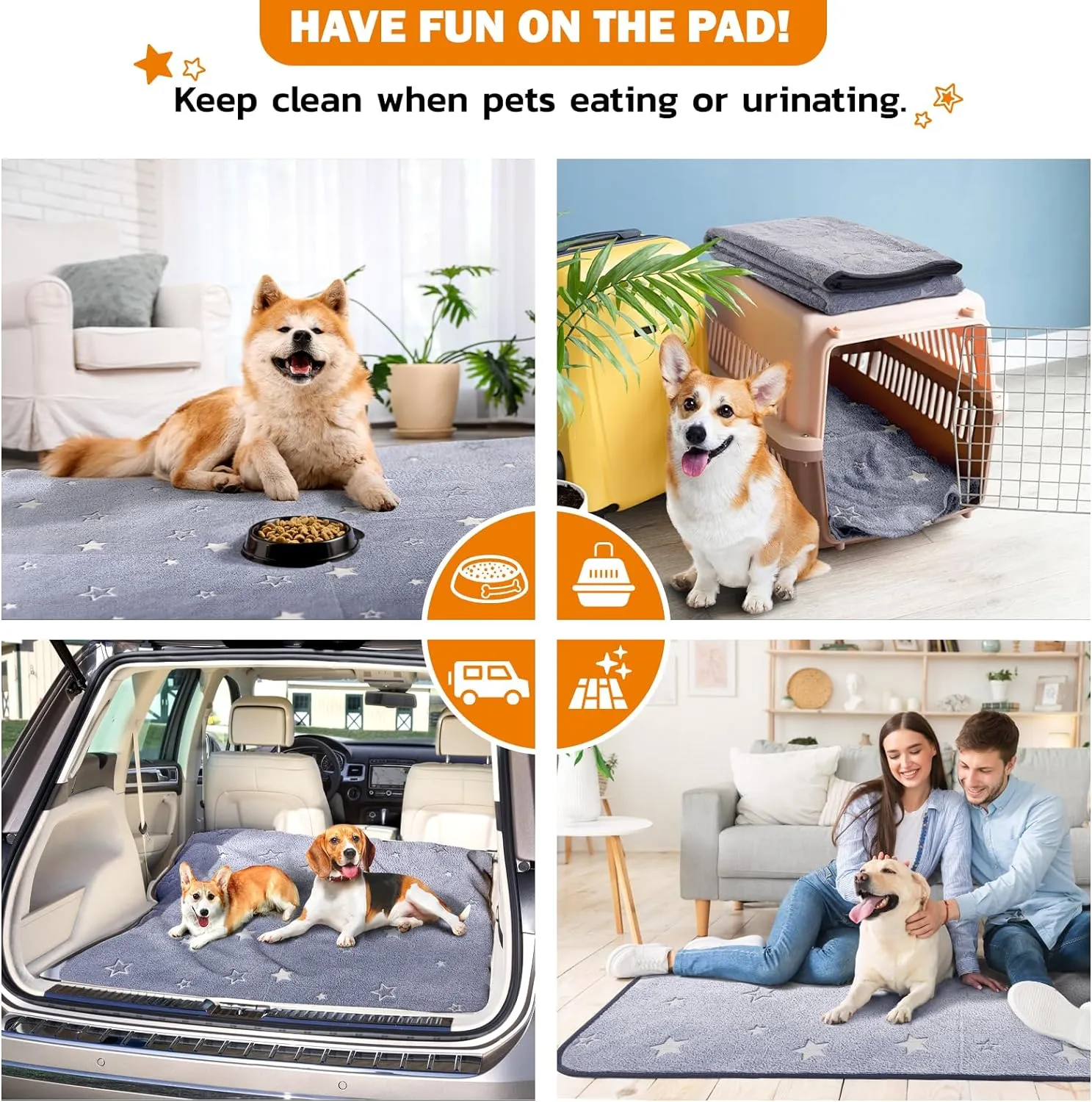 LOOBANI Washable Pee Pads for Dogs, Reusable Pee Pads for Dog Puppy Training Mat Non Slip Whelping Mat for Dog Playpen, Crate, Car, Grey 2 Pack 18 x 24 in