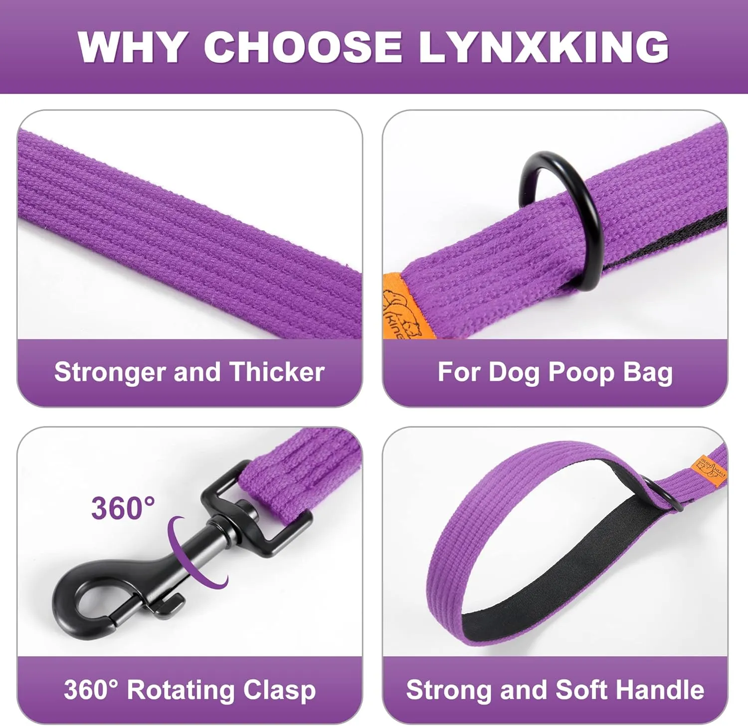 lynxking 6FT Dog Leash for Large Medium Small Dogs,Strong Durable Heavy Duty Nylon Leashes for Walking and Training, Heavy Duty 6 Foot Dog Leash with D Ring for Puppy