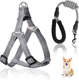 No Pull Dog Harness & Leash Combo Set - Adjustable Reflective Harness Collar with Soft Padded Handle for Large Medium Dogs, Anti-Pull Control, Easy Walk Training Gear