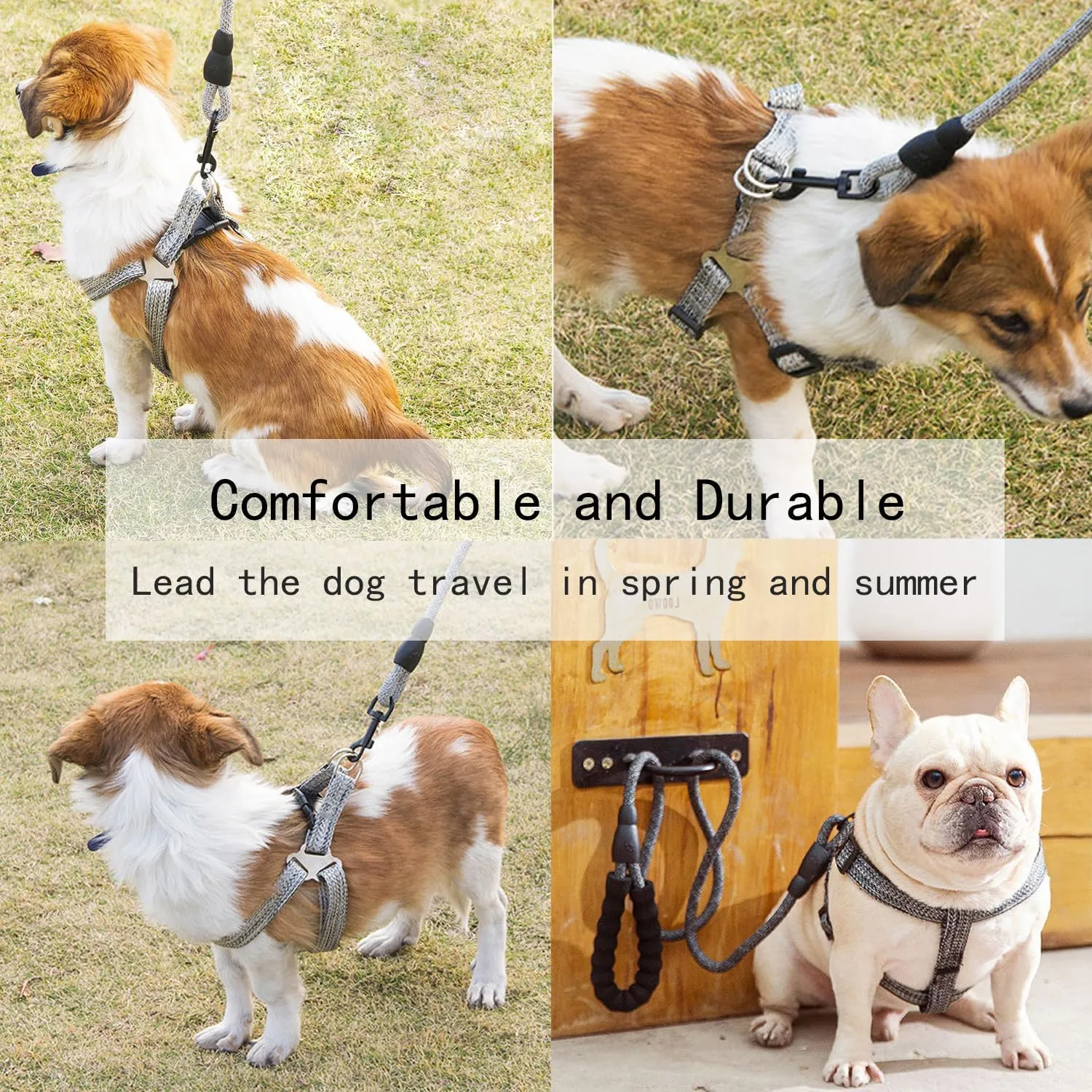 No Pull Dog Harness & Leash Combo Set - Adjustable Reflective Harness Collar with Soft Padded Handle for Large Medium Dogs, Anti-Pull Control, Easy Walk Training Gear