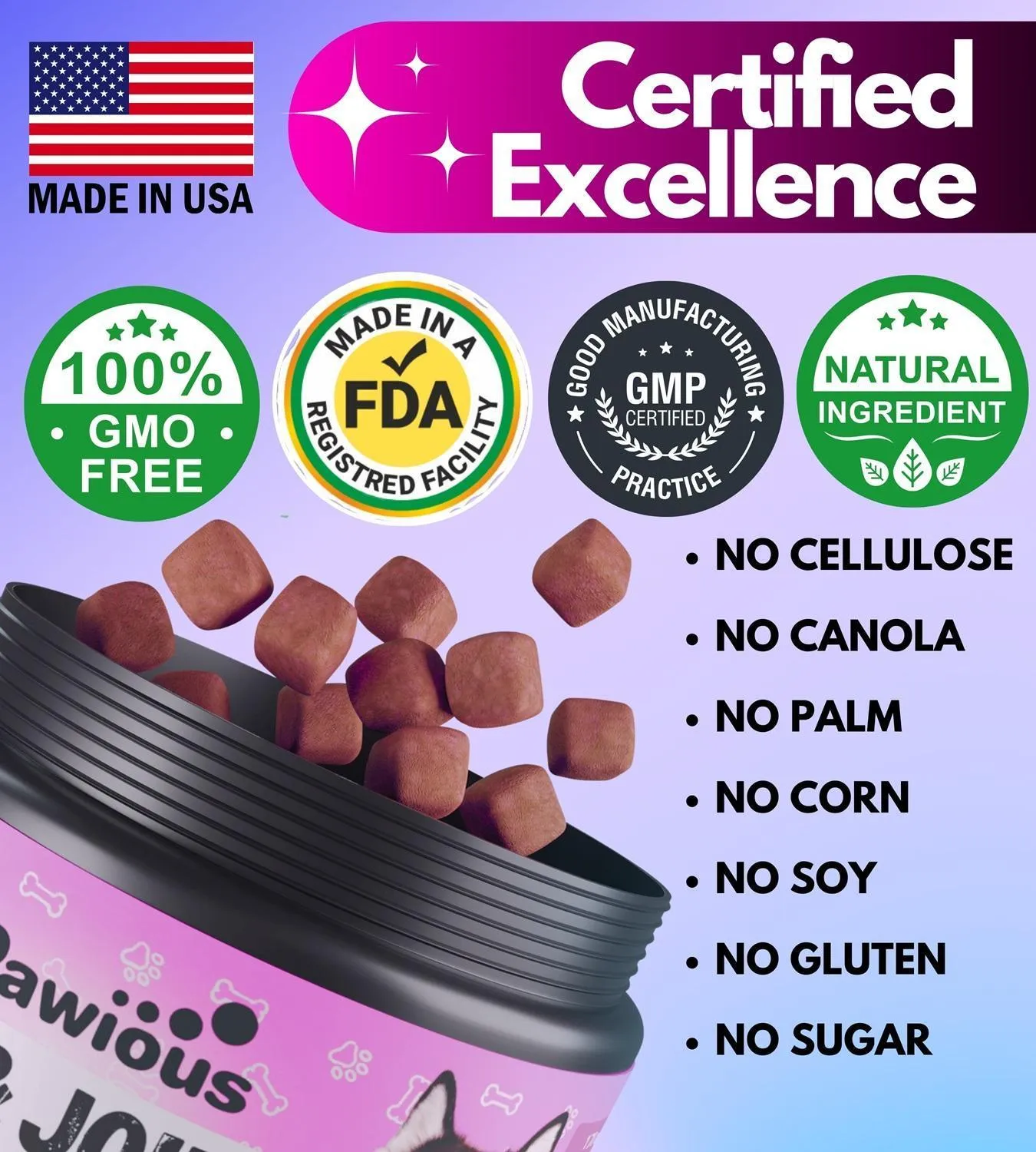 Pawious - 16 in 1 Multivitamin Chews with Glucosamine Supplements for Senior and Puppy Dogs - 120 count
