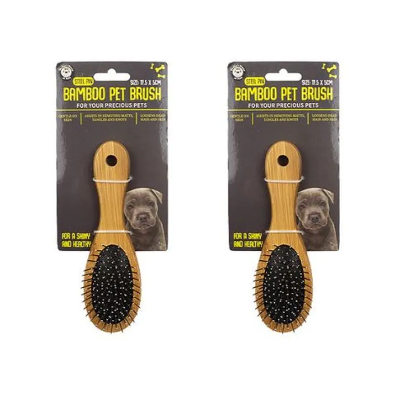 Pet Bamboo Bristle Brush Medium - 17.5cm x 5cm