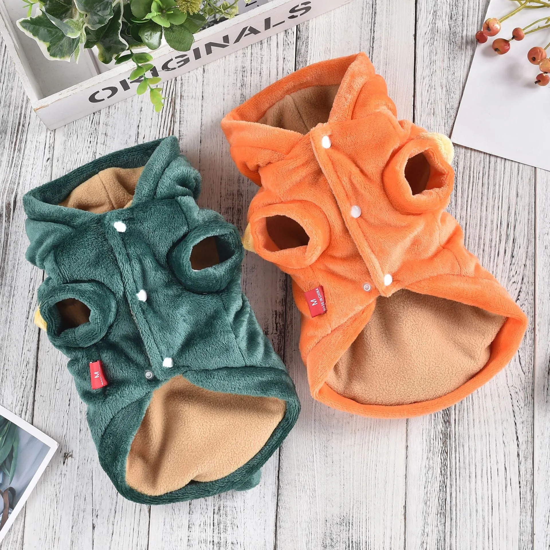 Pet Dog Clothes for Medium & Large Dogs | Corgi, Labrador, Golden Retriever Flannel Dinosaur Shape Coat