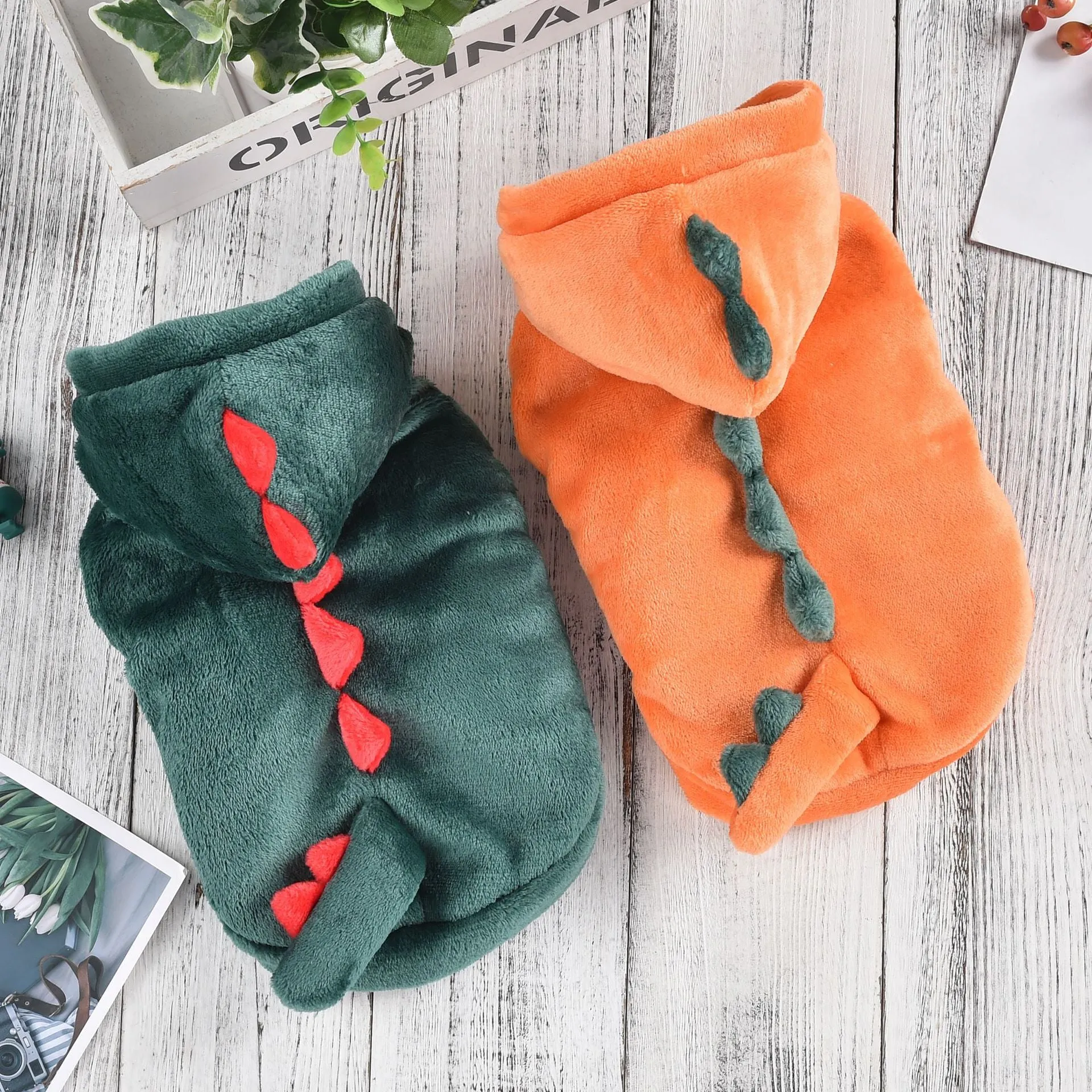 Pet Dog Clothes for Medium & Large Dogs | Corgi, Labrador, Golden Retriever Flannel Dinosaur Shape Coat