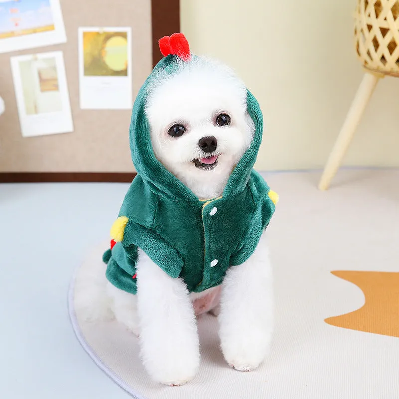 Pet Dog Clothes for Medium & Large Dogs | Corgi, Labrador, Golden Retriever Flannel Dinosaur Shape Coat