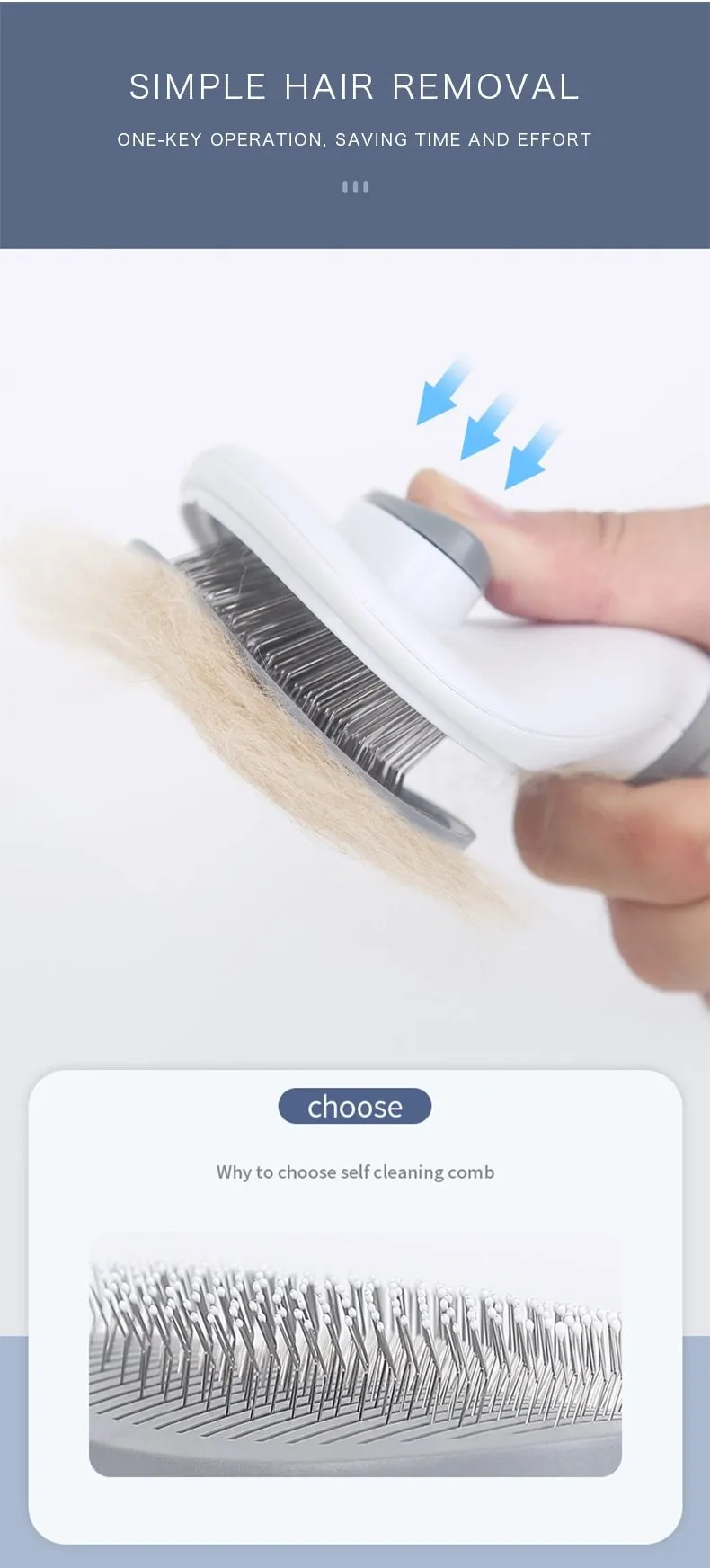 Self Cleaning Dog Brush - Gently Removes Loose Undercoat, Mats and Tangled Hair