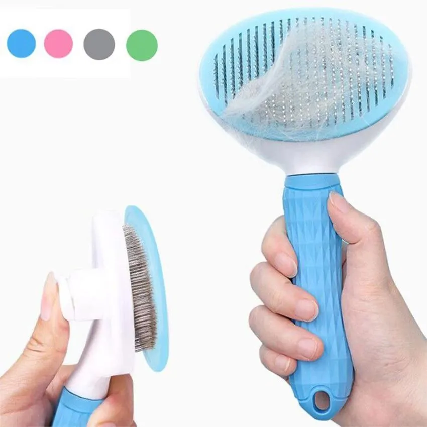 Self Cleaning Dog Brush - Gently Removes Loose Undercoat, Mats and Tangled Hair