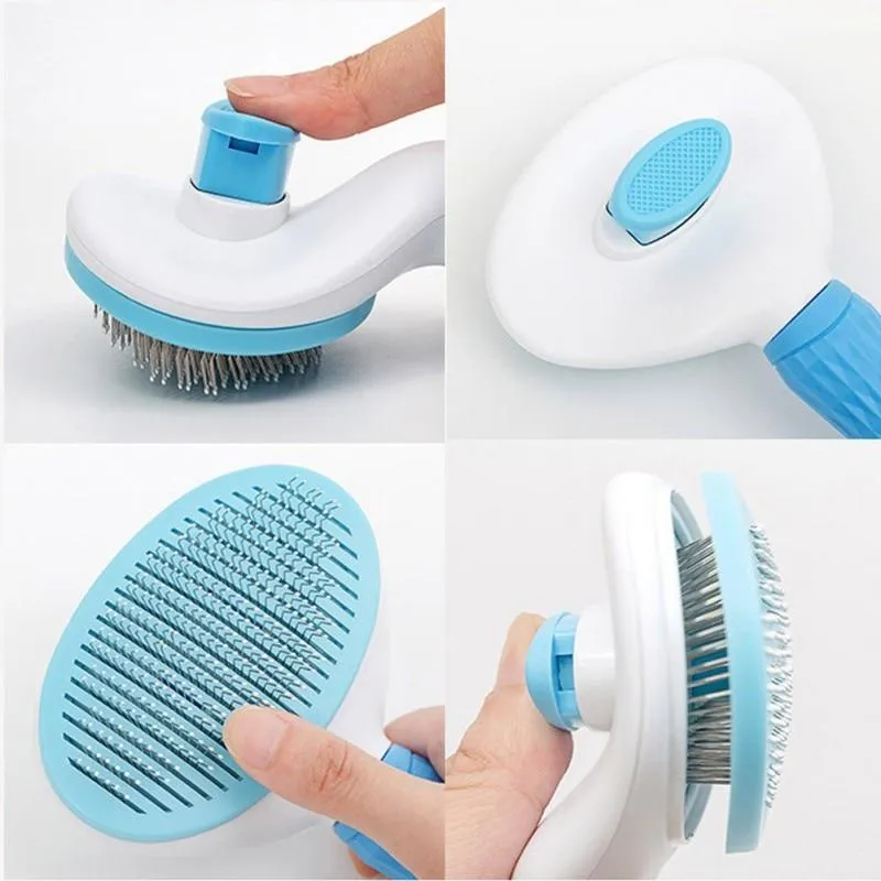 Self Cleaning Dog Brush - Gently Removes Loose Undercoat, Mats and Tangled Hair
