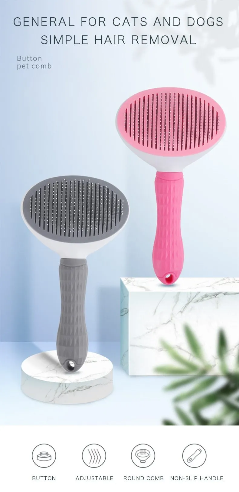 Self Cleaning Dog Brush - Gently Removes Loose Undercoat, Mats and Tangled Hair