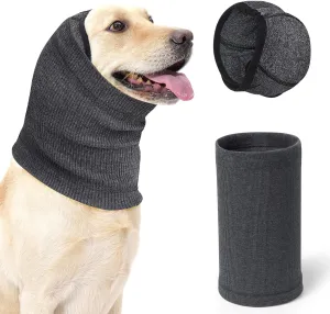SlowTon Quiet Ears Dog Hoodie - 2 Pcs Ear Wrap Dog Ear Muffs Noise Protection, Anxiety Relief Dogs Hat Calming Hood Head Cover, Pet Headband Dogs Ear Protector for Grooming, Force Drying (Grey,M)