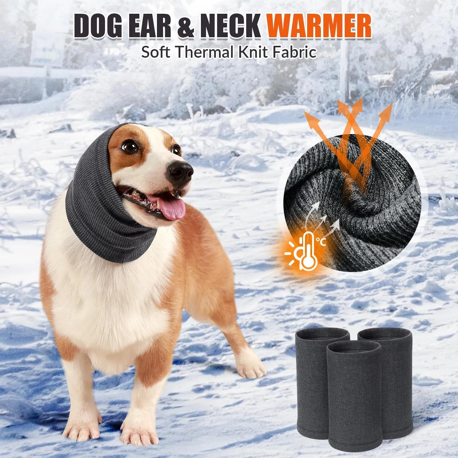 SlowTon Quiet Ears Dog Hoodie - 2 Pcs Ear Wrap Dog Ear Muffs Noise Protection, Anxiety Relief Dogs Hat Calming Hood Head Cover, Pet Headband Dogs Ear Protector for Grooming, Force Drying (Grey,M)